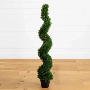 4' Artificial Cedar Spiral Topiary Tree UV (Indoor/Outdoor). Retail $174 - Picture 1 of 3