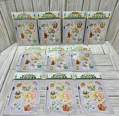 Vintage Easter Foil Stickers Sticker House Taiwan Lot of 10 Single Sheets New - Image 1 of 4