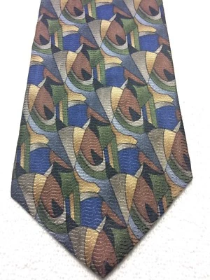 COCKTAIL COLLECTION MENS TIE BROWN BLUE GREEN BLACK GOLD 3.75 X 56  - Image 1 of 4