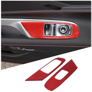 Carbon Fiber Car Door Window Lift Switch Button Frame Trim For Corvette C8 20-23
