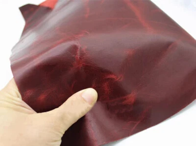 Capa de cabeza de cuero piel de vaca vino rojo retro cera de aceite cuero hágalo usted mismo material Foto 1 de 4