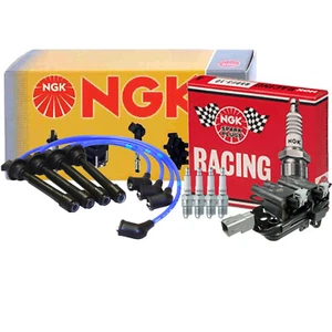 NGK DIS Ignition Coil Wires & 4 Racing Spark Plugs Kit For Hyundai Kia - Picture 1 of 1