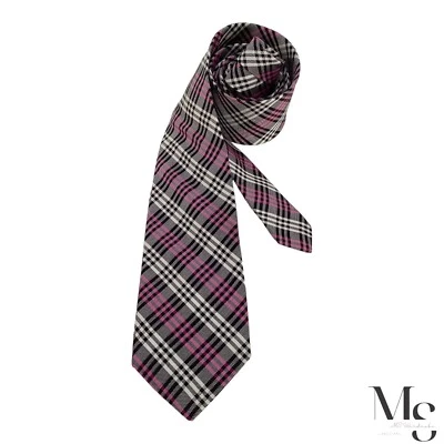 BEN SHERMAN 灰色紫色和白色格子丝绸领带 W:2.75 EX COND — 第 1/4 张图片