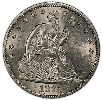 1875-S SEATED LIB HALF DOLLAR - PCGS UNC DETAILS - STUNNING & LUSTROUS! - Image 1 of 4
