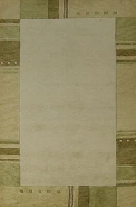 Green Hand-tufted Indian Rug Wool Gabbeh Area Rug 5x8 ft - Picture 1 of 13