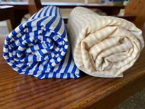 Vintage Stripe Fabric Lot Blue White Cotton Leon B. Rosenblatt Beige White Crepe - Picture 1 of 4