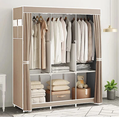 New Design Portable Closet Wardrobe Clothes Rack Storage Organizer Shelf Fabric - Image 1 of 4