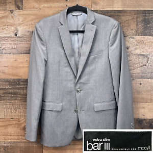 Bar III Sport Coat Blazer Suit Jacket Wool 2 Button Gray 36R Extra Slim