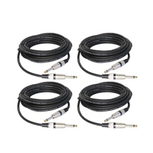 4-Pack 25ft Instrument Guitar DJ Mic Cables 6.35mm 1/4" to 1/4" Mono Male Cords - Picture 1 of 17