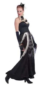 Victorian Era Skirt Steampunk Black Satin & Lace Ladies Long Costume Skirt  - Picture 1 of 1