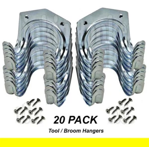 20 x Metal Tool / Broom Hangers / Wall Storage Garage Hooks Saddles with Screws - Bild 1 von 4