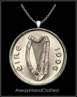 Irlanda Irlandesa 5 Peniques HARP Collar Moneda - 3/4" Plata Níquel Colgante - Pre-Euro Foto 1 de 4