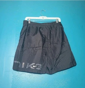 Vintage Nike Swim Trunks Board Shorts Large Black Baggy Lined Swoosh Logo Y2K - Picture 1 of 8