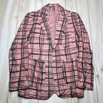 TONY SHIRTMAKERS Linen Abstract Art Unstructured Blazer No Button Mens 36S Slim - Image 1 of 4