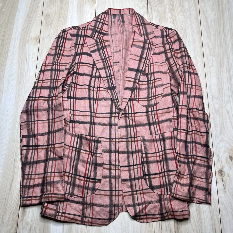 Blazer TONY SHIRTMAKERS Lino Arte Abstracto No Estructurado Sin Botones Para Hombres 36S Delgado Foto 1 de 4