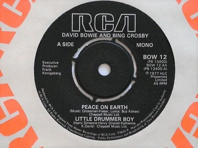 DAVID BOWIE AND BING CROSBY - PEACE ON EARTH/LITTLE DRUMMER BOY - 7" VINYL - RCA - Image 1 of 3