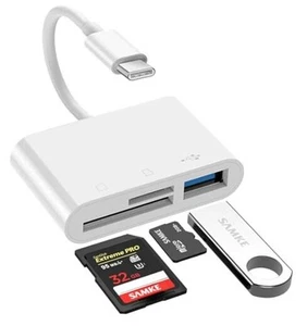 USB C SD/TF Card Reader Type-C Camera Adapter - 3 in 1 USB C 3 Port (SD+TF+USB) - Photo 1 sur 8