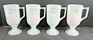4 Federal Moonglow irisierende Milchglas Standfuß irische Kaffeetassen Tassen - Bild 1 von 12
