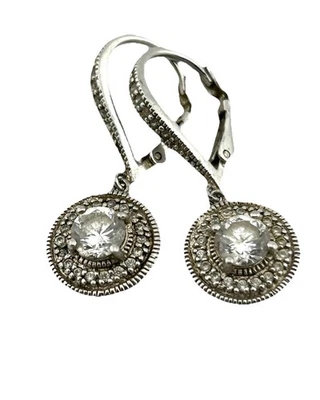 ESPO Sterling Silver 925 Cubic Zirconia Dangle Drop Leverback Earrings - Image 1 of 4
