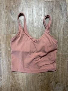 Lululemon Tank Top Womens 4 Pink Longline Built-In Bra Crop Athletic Yoga - Picture 1 of 5