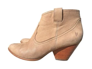 FRYE Reina Camel Brown Nubuck Leather Ankle Bootie Western Boho Coastal Cowboy 8 - Picture 1 of 12