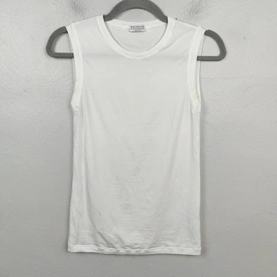 Regata Brunello Cucinelli Feminina XS Branca Preppy Gola Redonda Designer Sem Mangas - Imagem 1 de 4