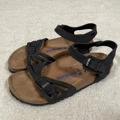 Birkenstock Bali Black Suede Sandals Soft Footbed Comfort 39 - Image 1 of 4
