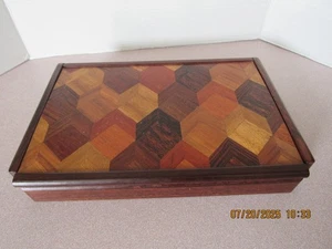 Vintage Don S Shoemaker Inlaid Box Wood Handmade Mexico Original Label - Picture 1 of 9