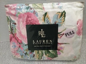 N.O.S. Ralph Lauren (1) Lenzuolo con angoli FULL DEEP ACQUA FLOREALE ROSA (NUOVO) USA - Foto 1 di 6