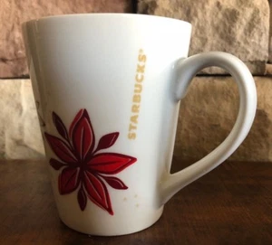 Starbucks 2013 Poinsettia Holiday Coffee Mug Red & Gold 12oz - Picture 1 of 5