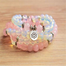 6mm Moonstone Pink crystal Gemstone 108 Beads Mala Bracelet chain Sutra energy