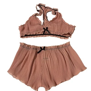 Women’s Shein 2 Piece Bralette and Shorts in Pink and Black Sz XL - Picture 1 of 3