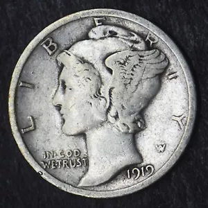 1919-D Mercury Silver Dime 10C - COINGIANTS - - Picture 1 of 2