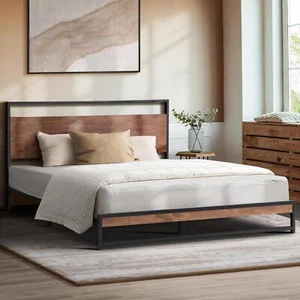 Oikiture Metal Bed Frame Double Size Beds Base Platform Wood - Picture 1 of 10