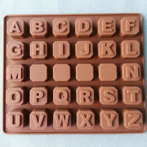 30 Cavidad Alfabeto Silicona Molde Bandeja de Hielo Jabón letras de molde de chocolate para hornear