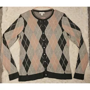 Charter Club Cardigan Preppy Style Pink and Gray Women's Size Medium - Picture 1 of 10