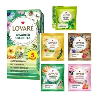 Ukrainian Natural Assorted Green Tea LOVARE Floral & Fruit 5 Flavors 25 Tea Bags - Picture 1 of 3