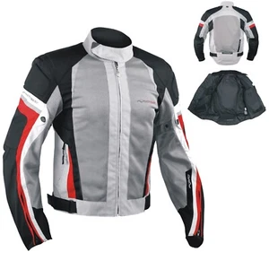 Chaqueta Moto del verano de tela de malla transpirable Protecciones Gris Rojo - Imagen 1 de 12