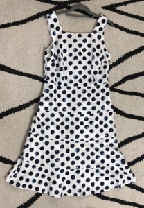 Talbots Sleeveless Sundress Blue/White Polka Dot Dress 8 Lined *TEMP SALE - Picture 1 of 3