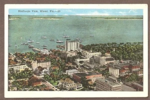 VINTAGE POSTCARD UNUSED BIRDS EYE VIEW OF MIAMI FLORIDA - Picture 1 of 1