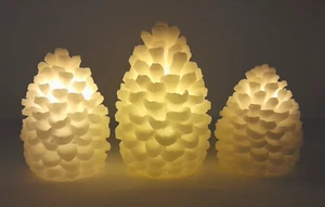 Ashland LED Flickering Light Set Battery Operated Real Wax Pinecones W/Remote - Picture 1 of 11