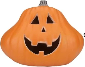 14" Halloween Lighted Jack O Lantern Pumpkin Prelit Pumpkin Light Fat Smile Face - Picture 1 of 5