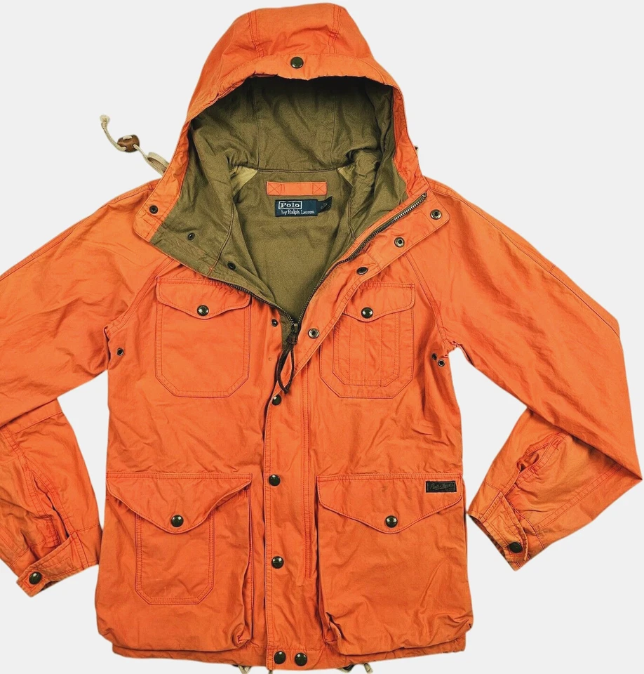 HOT Men POLO RALPH LAUREN PARKA CAMPING EXPEDITION HOODED LINED ORANGE Jacket XS - Image 1 of 4