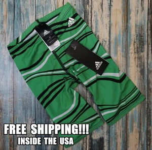 NEW! $44 RETAIL! BOYS ADIDAS JAMMER! SIZE 22 GREEN + BLACK Stripes #427 - Picture 1 of 3