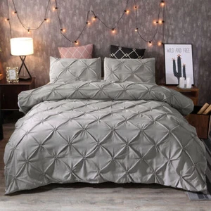 Pinch Pleat Biesen Bettdecke Quilt Bettdecke Bezug Bettwäsche Set Twin/Queen/King Size - Bild 1 von 32