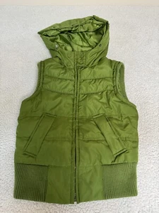 Aeropostale Lime Green Sleeveless Puffer Vest Full Zip Size XS With Hood - Picture 1 of 8