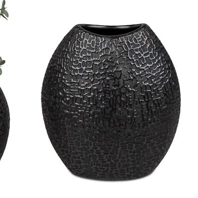 Deko Vase MODERN BLACK oval H. 20cm matt schwarz Keramik Formano - Bild 1 von 2