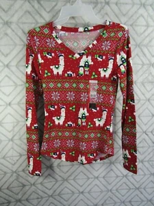 New No Boundaries Brushed Tee Size S 3 5 Juniors Christmas Llama Long Sleeve - Picture 1 of 3