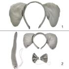 Child Adult Animal Costume Set Large Elephant Ears Headband Bow Ties Long Tail