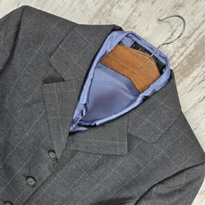 KASPER NWT Womens 14P 2 Piece Grey Plaid Blazer Jacket and Blue Blouse - Picture 1 of 18